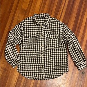 NWT 🌹 Boxy Chocolate Houndstooth Jacket Top Size S